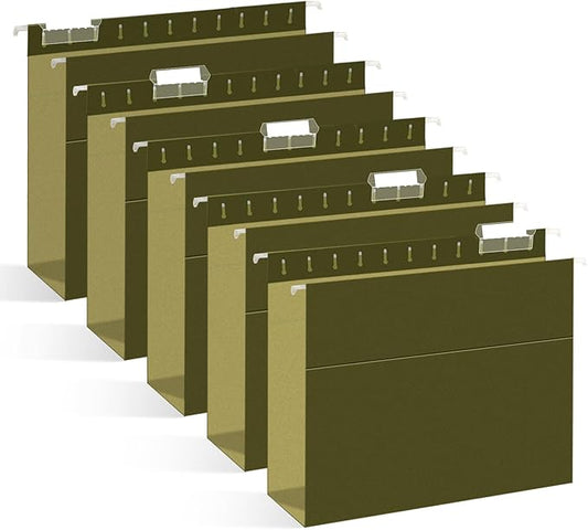 Extra Capacity Hanging File Folders, RAZCC 30 Pack Letter Size Reinforced Hanging Folders with Heavy Duty 3 Inch Expansion for Bulky Files, Filing Cabinet, Adjustable Tabs, Green-DeskLoop Office