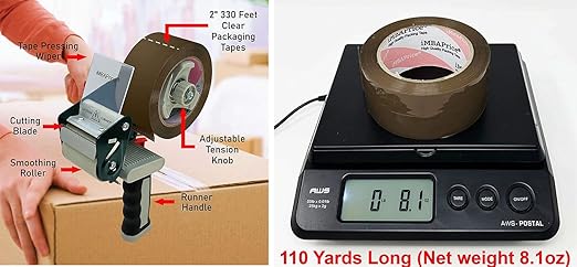 iMBAPrice 2-inches Brown Sealing Tape 6 Roll of 110 Yards (6X 330 Feet) Long 2" Wide Tan/Brown Color Shipping Packaging Tape-DeskLoop Office