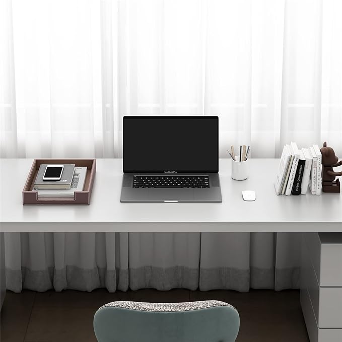 Leather Letter Tray, Thipoten Elegant Desk Organizer for Office Supplies, Mail, Paper, File, Magazine, Perfect Office Organization for Desktop(Brown)-DeskLoop Office