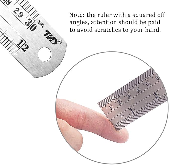 ZZTX Ruler Metal Straight Edge Stainless Steel Ruler 6 Inch 8 Inch 12 Inch 16 Inch Ruler Set Rulers Bulk Set of 4-DeskLoop Office