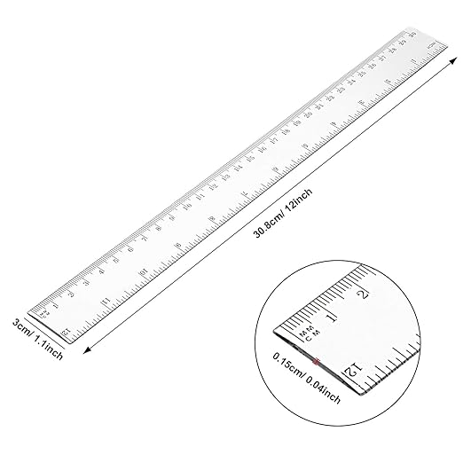 Eboot 50 Pack 12 Inch Rulers Bulk Clear Plastic Ruler Measuring Tool for Kids Student School Office-DeskLoop Office