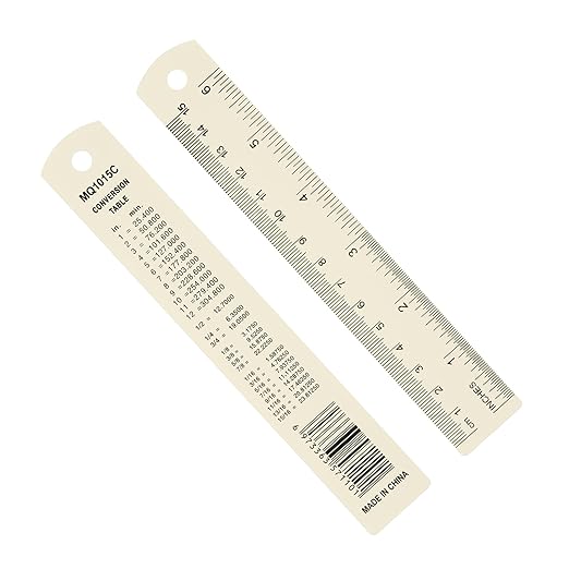 PATIKIL 15cm/6" Metal Ruler, 2 Pack Aluminum Alloy Rulers with Centimeters, Millimeters, Inches and Conversion Table Straight Edge Ruler for Writing Machinist Drafting, Beige-DeskLoop Office