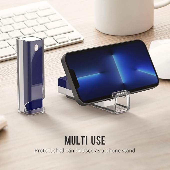 CLICK CLEAN Screen Cleaner, Fingerprint Proof Screen Cleaner Spray, All-in-One Cleaner with Microfiber, Shell and Phone Stand for All Phones, Laptop and Tablet Screens (Dark Blue)-DeskLoop Office