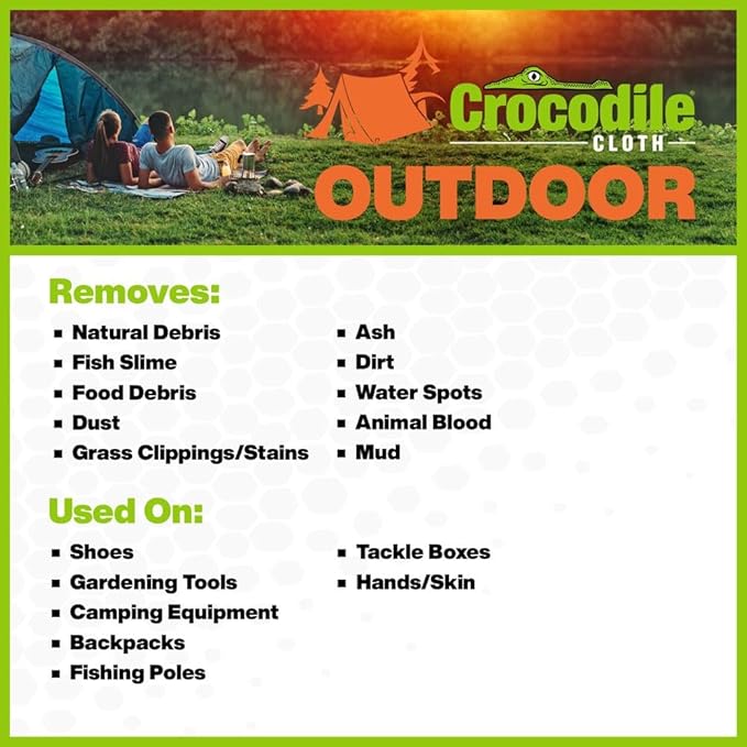 Crocodile Cloth Outdoor Cleaning Wipes – 8 Packs/640 Total Count Plant-Based Cloths (15"x10"), Skin Safe, Pre-Moistened, Aloe & Vitamin E Infused, Large, Absorbent, Multi-Surface Disposable Wipes-DeskLoop Office