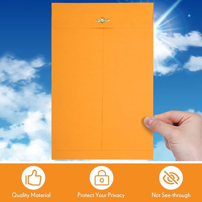 Teling 50 Pcs Manilla Envelopes Clasp Kraft Catalog with Closure for Storing Mailing 28 lb Kraft Envelope Paper for Office Document School Business Home(Yellow,7 * 10)-DeskLoop Office