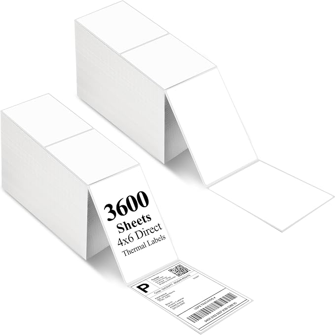 LotFancy 4x6 Thermal Labels, 3600 Shipping Labels Fanfold, 2 Stacks, Perforated - Image 9