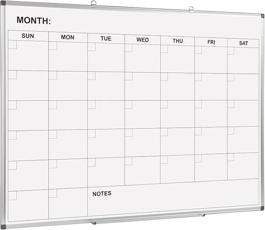 Comix Magnetic Dry Erase Calendar Whiteboard, 48 x 36 Inches Monthly Calendar Dry Erase Board for Wall, Aluminum Frame Planner White Board-DeskLoop Office