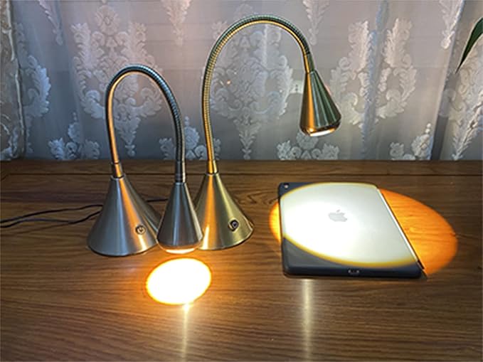 HomeFocus - Bedside Table Lamp,LED Desk Lamp,Reading Light,Eye-Caring for Reading Lamp,LED 5W,Touch dimmable Bedside lamp,Bedside Night Light,Metal,Satin Nickel.-DeskLoop Office