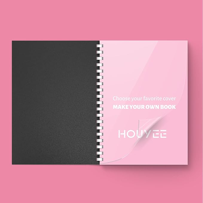 HOUYEE 120 Pack Binding Covers Set, 8.5x11 Inches, Including 60 Pcs 12 Mil Sand Plastic Texture, 60 Pcs 10 Mil Clear Binding Covers-DeskLoop Office