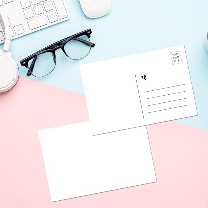 4x6 Blank White Cardstock (Set of 100) - Card Stock for Printer Postcards, Photo Paper Invitations, Greeting, Note, Thank You, DIY Making, Index Cards - Plain for Writing, Stamping, Printing, Art-DeskLoop Office