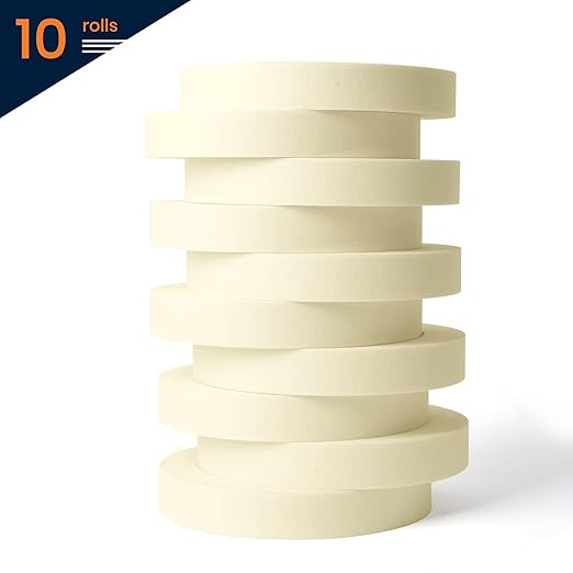 General Purpose Masking Tape 0.7 Inches x 60 Yards, Beige White Painters Tape for Painting, Labeling, DIY Arts Crafts, Home Office School Projects, 10 Rolls-DeskLoop Office