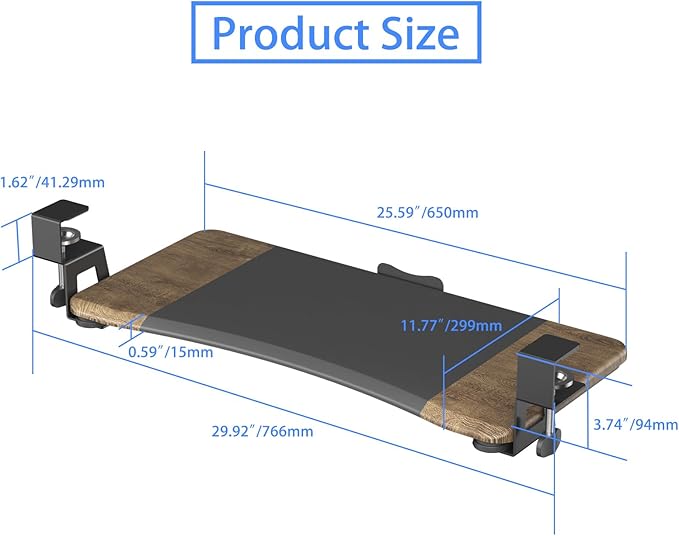 suptek Keyboard Tray Under Desk Pull Out with C Clamp Mount, Computer Keyboard & Mouse Tray, 25.6 (30 Including Clamps) x 11.8 inch Slide-Out Platform Computer Drawer for Typing, DSF1C-DeskLoop Office