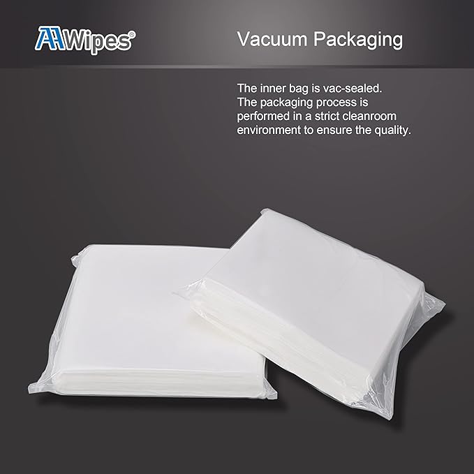 AAwipes Cleanroom Wipes 6" x 6" (Bag of 300 Pcs, Grade A, 68 GSM) Lint Free Wipes Cellulose/Polyester Wipers for Lab, Electronics, Pharmaceutics, Electronics, Printing, Semiconductor etc. (NW06806)-DeskLoop Office