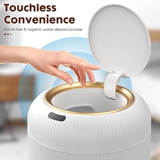 Procade Motion Sensor Trash Can with Lid, 3 Gallon Electric Bathroom Garbage can, Small White Wastebasket Touchless Trash Bin,Automatic Mini Trashcan for Bedroom,Toilet, Office, rv, Living Room-DeskLoop Office