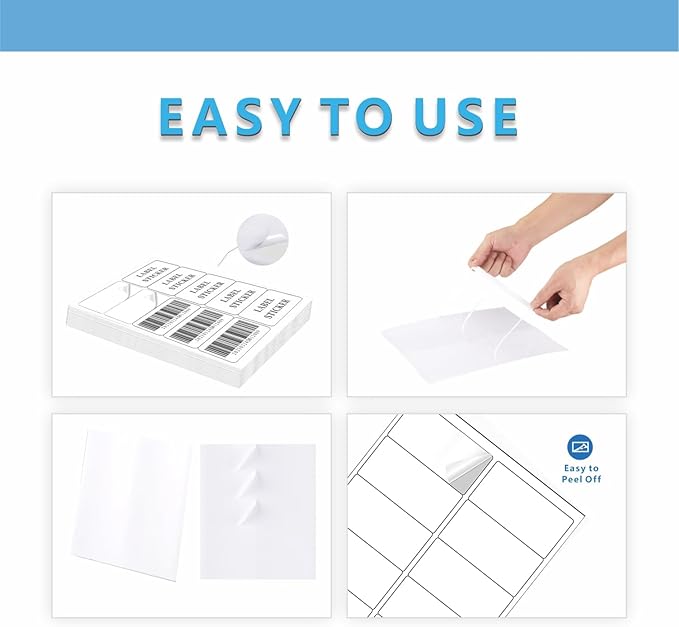 2"×4" Shipping Labels, JIQEZNL Premium 10 UP Address Labels, 300 Mailing Labels for Envelopes for Laser/Ink Jet Printer, White Paper Printable Sticker Labels 10 Per Sheet 8.5"×11"-DeskLoop Office