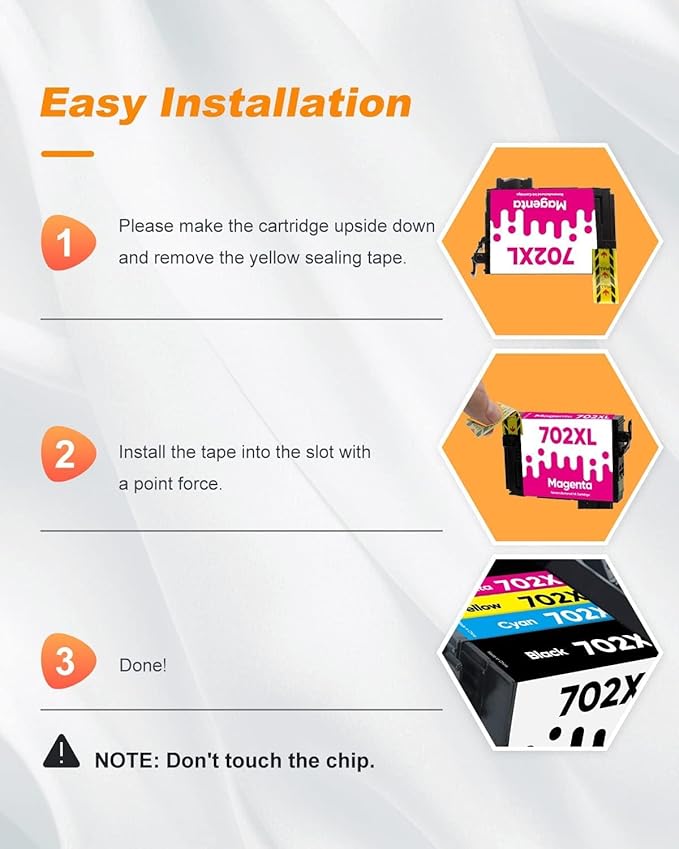 MILEKO 702XL Ink Cartridges Remanufactured Replacement for Epson 702XL 702 702 XL T702XL use with Workforce Pro WF-3720 WF-3730 WF-3733 Printer (1 Black 1 Cyan 1 Magenta 1 Yellow,4 Pack High Yield)-DeskLoop Office