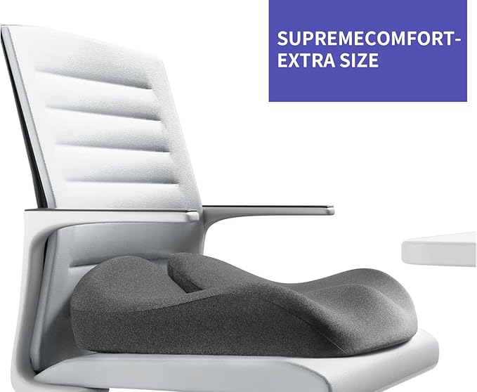 SupremeComfort X-Large Gel Infused High Density Foam Seat Cushion for Office Chair, Kitchen Chair, Car Seats- Elevate Your Seating Experience -Pressure Sore and Tailbone Pain Relief-DeskLoop Office