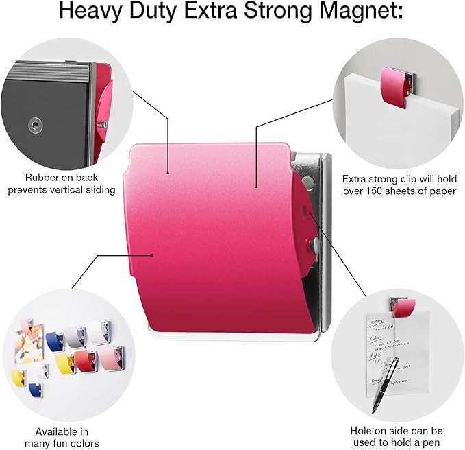 Plus Extra Strong Magnetic Clips, Large 3-Pack, Red-DeskLoop Office