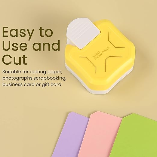 MyArTool 3 in 1 Chamfer Corner Punch, 3 Way Craft Paper Corner Cutter for Paper Crafts, Laminate, Cardstock, Business Card, DIY Projects, Photo, Card Making and Scrapbooking-DeskLoop Office