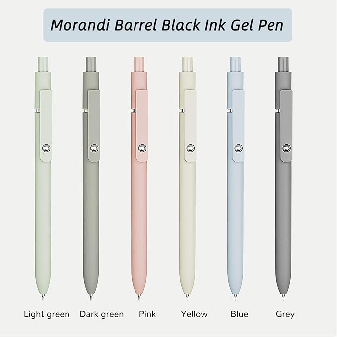 Gel Pens, 6 Pcs 0.5mm Fine Point Smooth Writing Pens Japanese Cute Pens, High-End Series Black Ink Pens for Journaling Note Taking, School Office Supplies for Women Men (6 Pcs Morandi)-DeskLoop Office