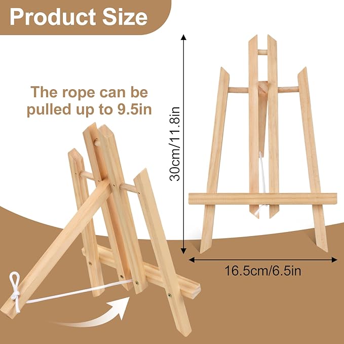 10pack Portable Wood Easel - Desktop Display Rack for Parties and Events - Versatile Wood Art Stand for Artists and Creations