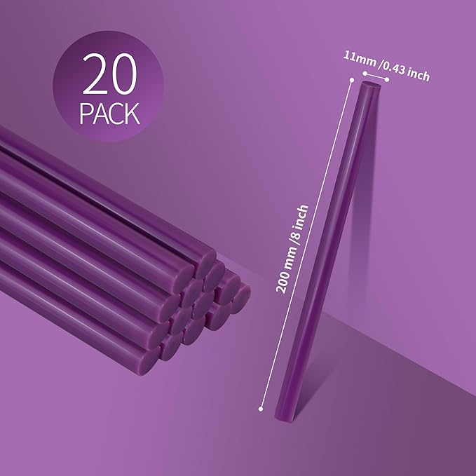 MATUFF Purple Hot Glue Sticks Full Size 0.43” Dia x 8” Long, 20 pcs Hot melt Adhesive Glue Sticks, All-Purpose Colored Glue Gun Sticks for DIY Purple Crafting Arts and Wedding Cards, Sealing (Mauve)-DeskLoop Office