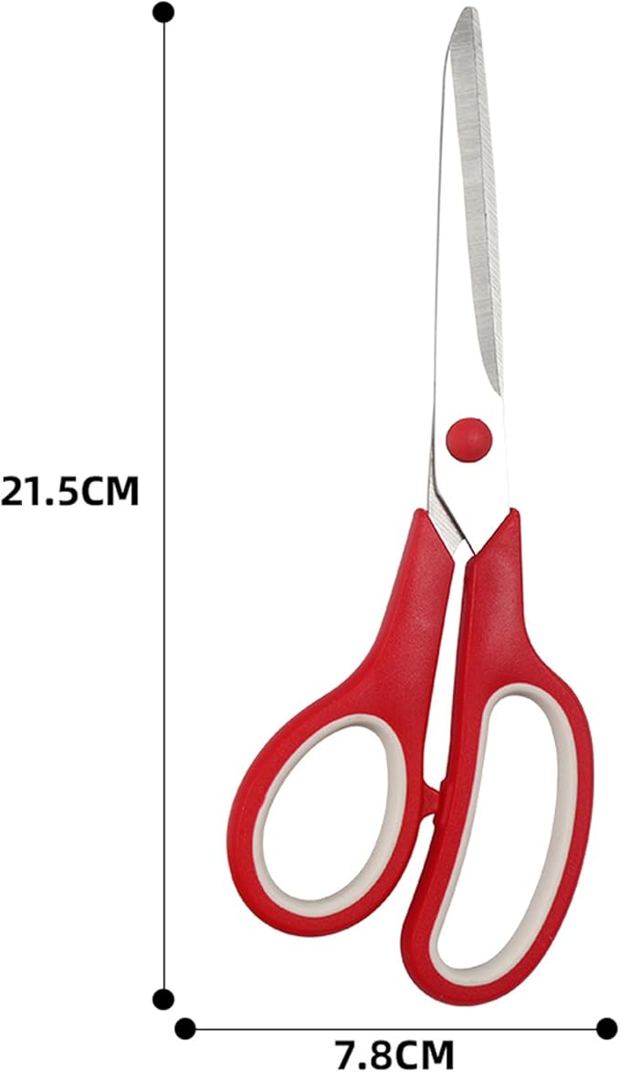 Red Scissors Bulk, Rkqoa 8" All Purpose Scissors Pack of 6- High Performance and Designed for Comfort and Cutting - Sharp to Cut but Soft to Hold. Perfect for Art, Crafts and the Office-DeskLoop Office