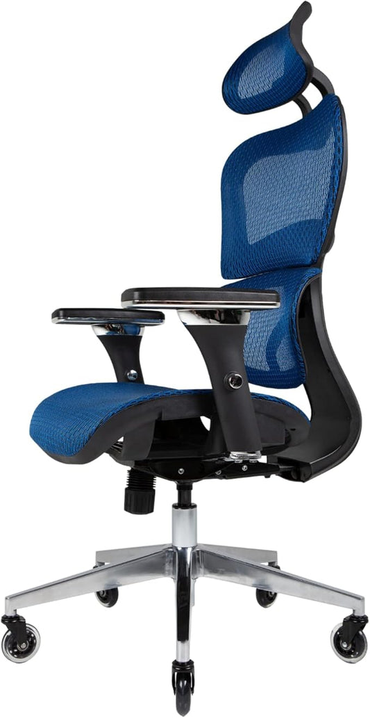 Nouhaus Ergo3D Ergonomic Office Chair Lumbar Support Mesh Office Chair with 4D Adjustable Armrest, Adjustable Headrest and Wheels, Mesh High Back Home Office Desk Chairs(Blue)-DeskLoop Office