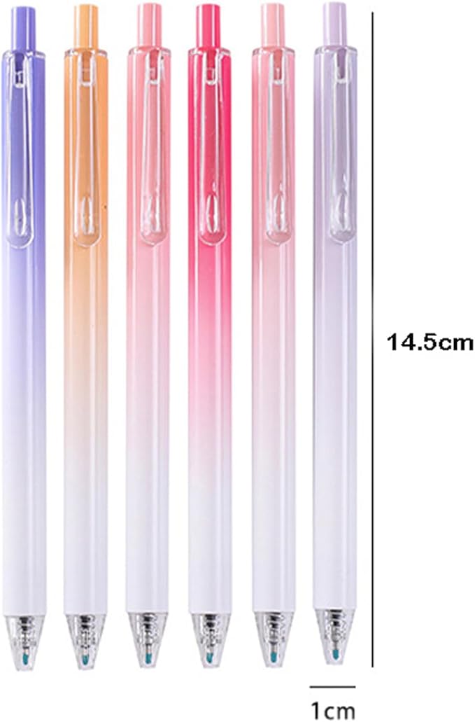 HeTaoCat Retractable Gel Pens, 0.5mm Fine Point, Quick Drying, Writing Drawing, Black ink gel pens, Box of 6 Pens (Black)-DeskLoop Office