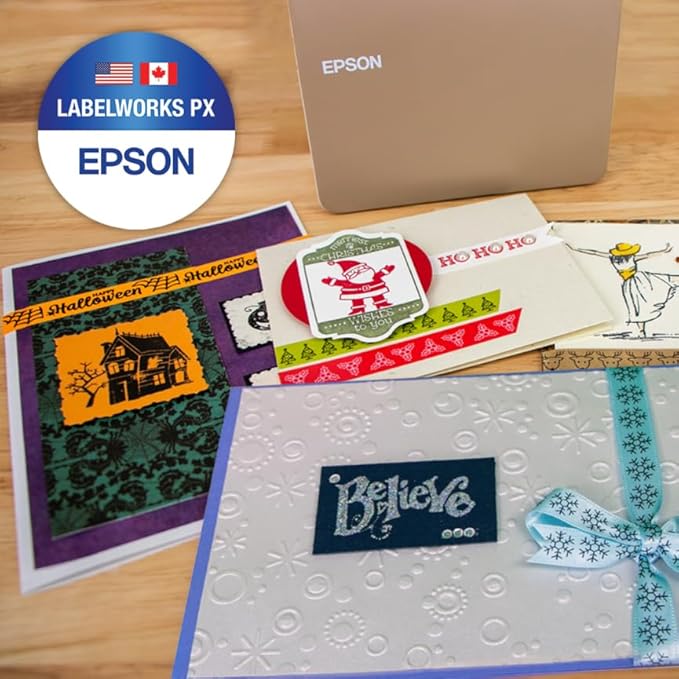 Epson LABELWORKS 218BMGPX Genuine PET (Polyester) Tape Cartridge - Black on Matte Green Designer Craft Label Maker Tape - 3/4" (18MM) Wide, 26'-DeskLoop Office