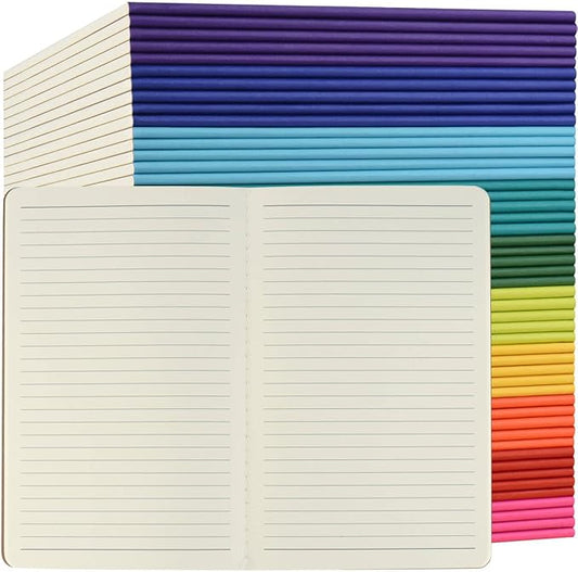 ZCZN 50 Pack Colorful Lined Notebooks Bulk, A5 Journals with 10 Colors, 60 Pages/30 Sheets, 8.3x5.5 Inch, College Ruled Paper, Travel Writing Journal Notebooks for Work,School(50 pack,10 colors)-DeskLoop Office