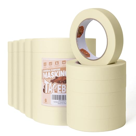 General Purpose Masking Tape Beige White 0.94 Inches x 60 Yards, Bulk Painters Tape for Painting, Labeling, DIY Arts Crafts, Home Office School Projects, 36 Rolls-DeskLoop Office
