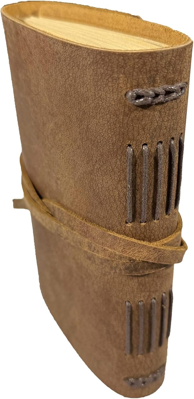 Brown Notebook Journal - Best Genuine Cool Leather Journaling for writers A5 Size Diary 6.2x8.5 Inch,Notepad For Man and Women, Vintage,Gifts,Work,Traveler,Personal-DeskLoop Office