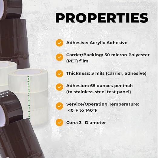 WOD CST20WBA Clear Packing Tape - 2" in. x 60 Yards Per Roll (6 Rolls) - Strong Heavy-Duty Industrial Shipping Box Packaging Tape for Moving, Office, & Storage-DeskLoop Office