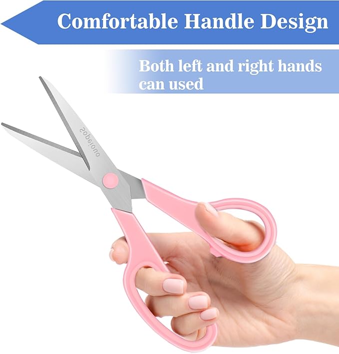 Scissors Set of 6-Pack, 8" Scissors All Purpose Comfort-Grip Handles, Sharp Scissor for Office Home School Craft Sewing Fabric Supplies, High/Middle School Student Teacher, Right/Left Hand-DeskLoop Office