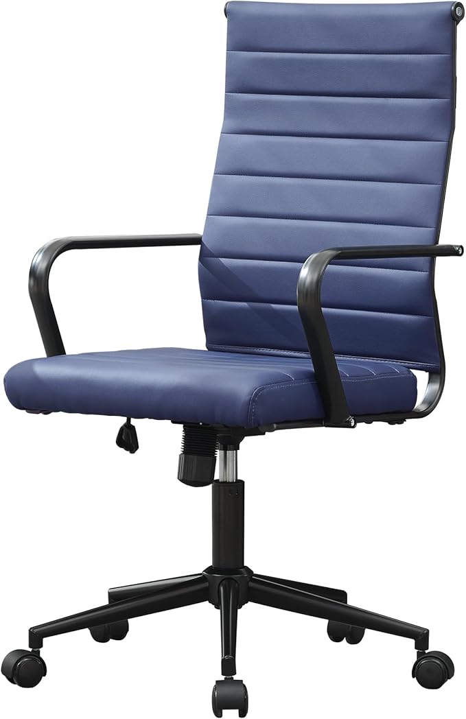 Okeysen Office Desk Chair Conference Room Chairs Modern Ergonomic Executive Swivel Chair Adjustable Height PU Leather Home Desk Chairs with Armrests Comfy Computer Task Chairs with Wheels (Navy Blue)-DeskLoop Office
