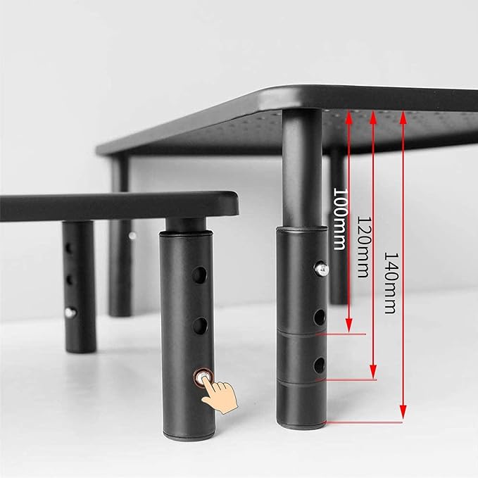 suptek Monitor Stand Riser for Computer,Laptop,Printer, Notebook and All Flat Screen Display with Vented Metal Platform,3 Height Adjustable Laptop Riser,2 Pack,Black(MST003-2)-DeskLoop Office