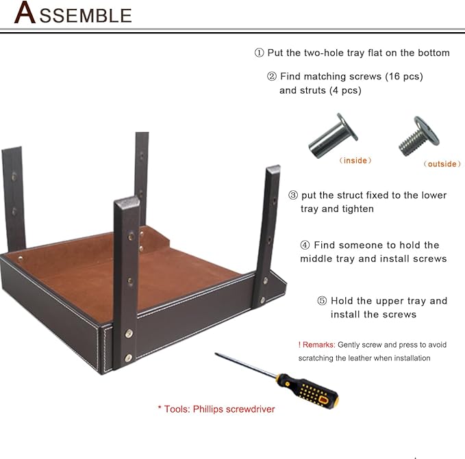 KINGFOM Letter Tray, Leather Paper Organizer Tray, Wooden Desk File Holder, Desktop File, Stackable Magazine Holder, Mail Sorter, Great for Home or Office - 3 Level Brown-DeskLoop Office
