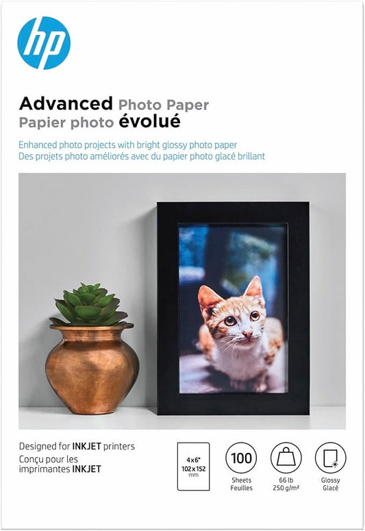 HP Advanced Photo Paper, Glossy, 4x6 in, 100 sheets (Q6638A)-DeskLoop Office