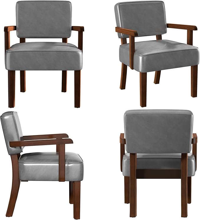 PU Leather Accent Chair, Oversized Living Room Chairs with Soft Seat and Armrests, Armchair for Bedroom, Dinning, Reading, Waiting Rooms-DeskLoop Office