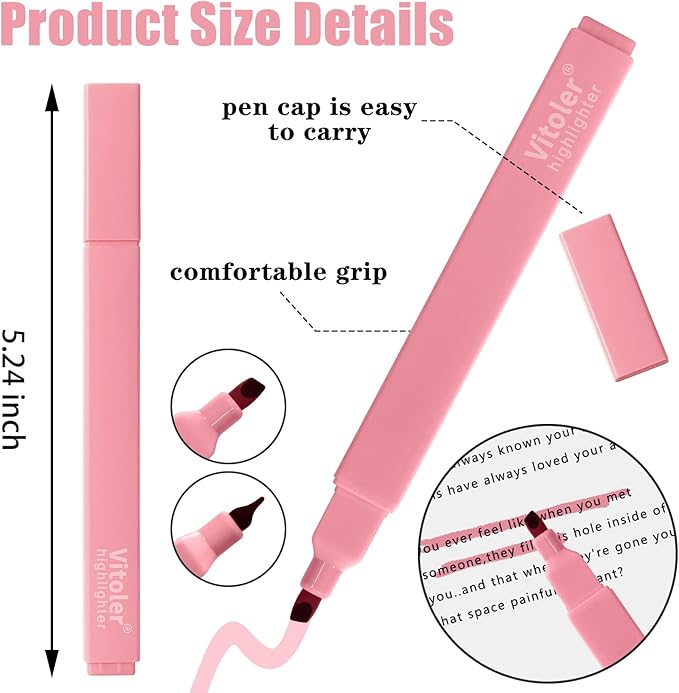 Bible Highlighters,Aesthetic Cute Highlighters Bulk,8pcs Colorful Highlighter Markers No Bleed for Office School Supplies-DeskLoop Office