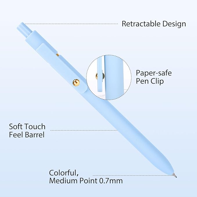 FIOVER Colored Pens, 12 Pack Colorful Gel Pens, Quick-Dry 0.7mm Medium Point for Journaling, Note Taking, Doodling, Aesthetic Office School Supplies, Gifts for Women Men(12PCS Multiple Colors)-DeskLoop Office