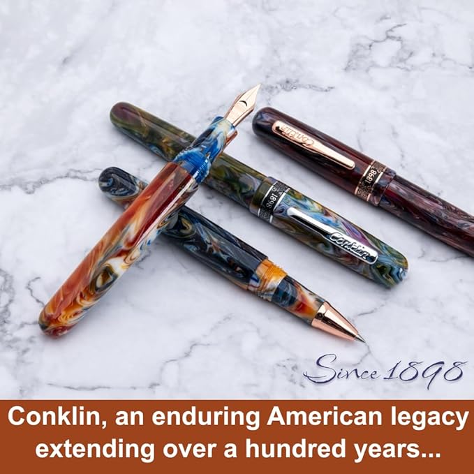 Conklin 1898 Fountain Pen, Misto Orange - Fine Nib | Unique Resin Blend Pen with Luxury Design | JoWo Stainless Steel Nib Made in Germany | Ideal Gift for Professionals-DeskLoop Office