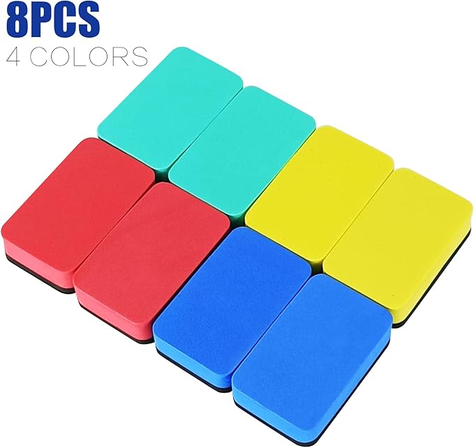 Dry Erase Eraser,8 Pack Magnetic Whiteboard Erasers,Rectangle Dry Erase Board Erasers for Classroom, Home, and Office(8pcs-Rectangle)-DeskLoop Office