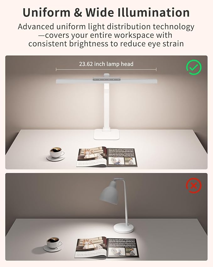 LED Desk Lamps for Home Office with Base, 24W Brightness Touch Control Desk Light, Adjustable Gooseneck Tall Office Lights for Drawing,Reading,Crafts,Gaming,Workbench,Architect,Study, White-DeskLoop Office