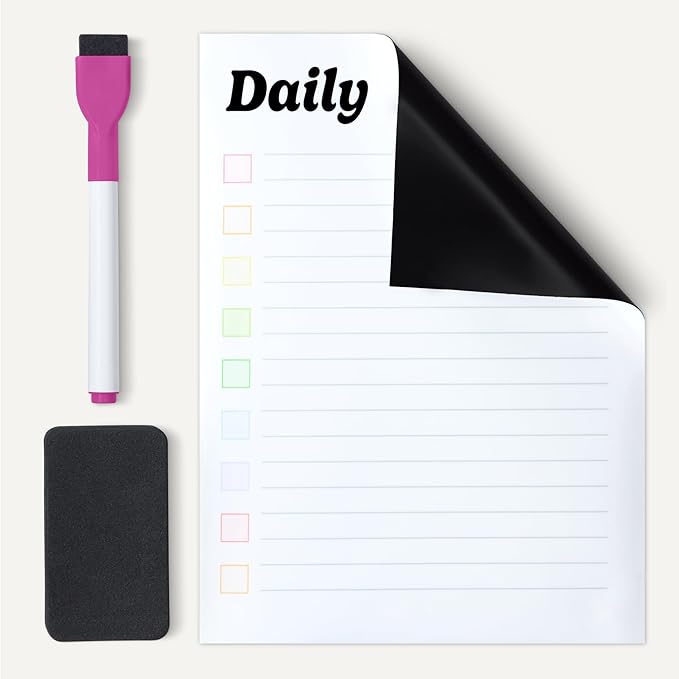 Amazon Basics Magnetic Dry Erase Calendar Whiteboard Set (3-Pack) for Fridge, 8 Markers and Eraser-DeskLoop Office