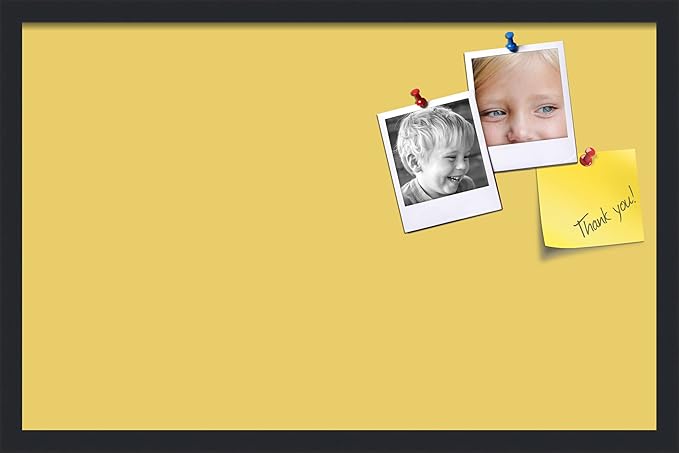 PinPix 28x18 Inch Cork Bulletin Board. This Decorative Framed Pin Board Comes with Honey Pastel Design and a Satin Black Frame. Ideal for Home Office Decor or Message Board (PinPix-1810)-DeskLoop Office