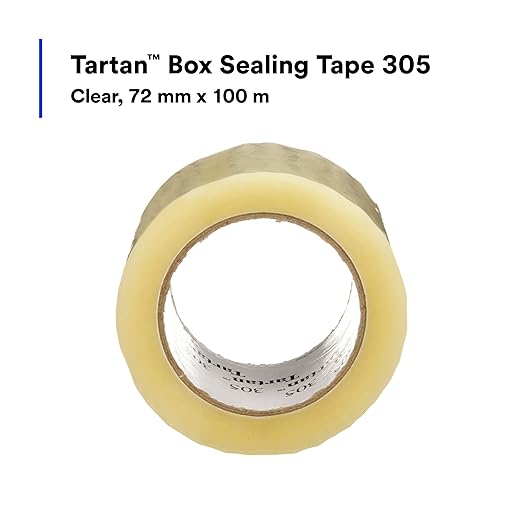 3M Tartan Box Sealing Tape 305, Clear, Light Duty, Durable, 2.83 in x 109.36 yds (72 mm x 100 m), 24 Rolls/Case-DeskLoop Office
