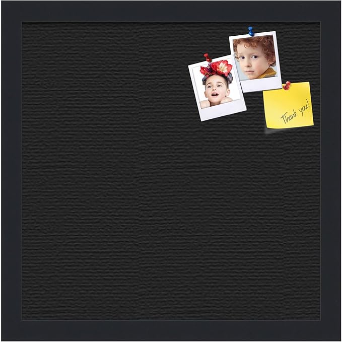PinPix 14x14 Inch Cork Bulletin Board. This Decorative Framed Pin Board Comes with Solid Black Design and a Satin Black Frame. Ideal for Home Office Decor or Message Board (PinPix-622)-DeskLoop Office