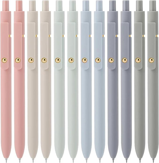 Ddaowanx Gel Pens,0.5mm Quick Dry Black Ink Pens Fine Point Smooth Writing Pens, Cute Office School Supplies Gifts for Women (24 Pcs Morandi-Black Ink)-DeskLoop Office